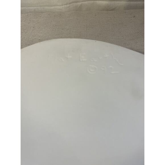 Ceramic Heart Baker White Red Blue Spongeware Serving Dish Flat Earth Clay Works - Picture 4 of 4